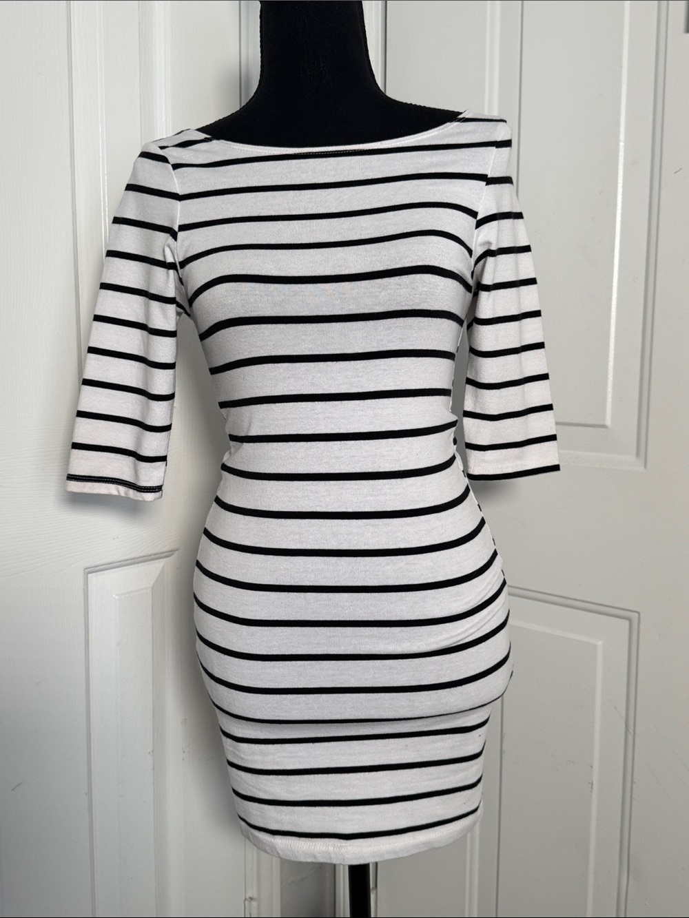 Heart Hips Black & White Striped bodycon dress
